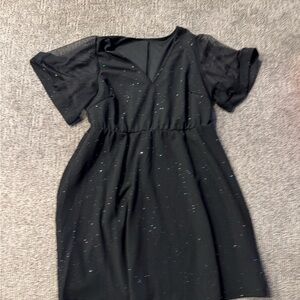 Black Dress with Sheer Sleeves